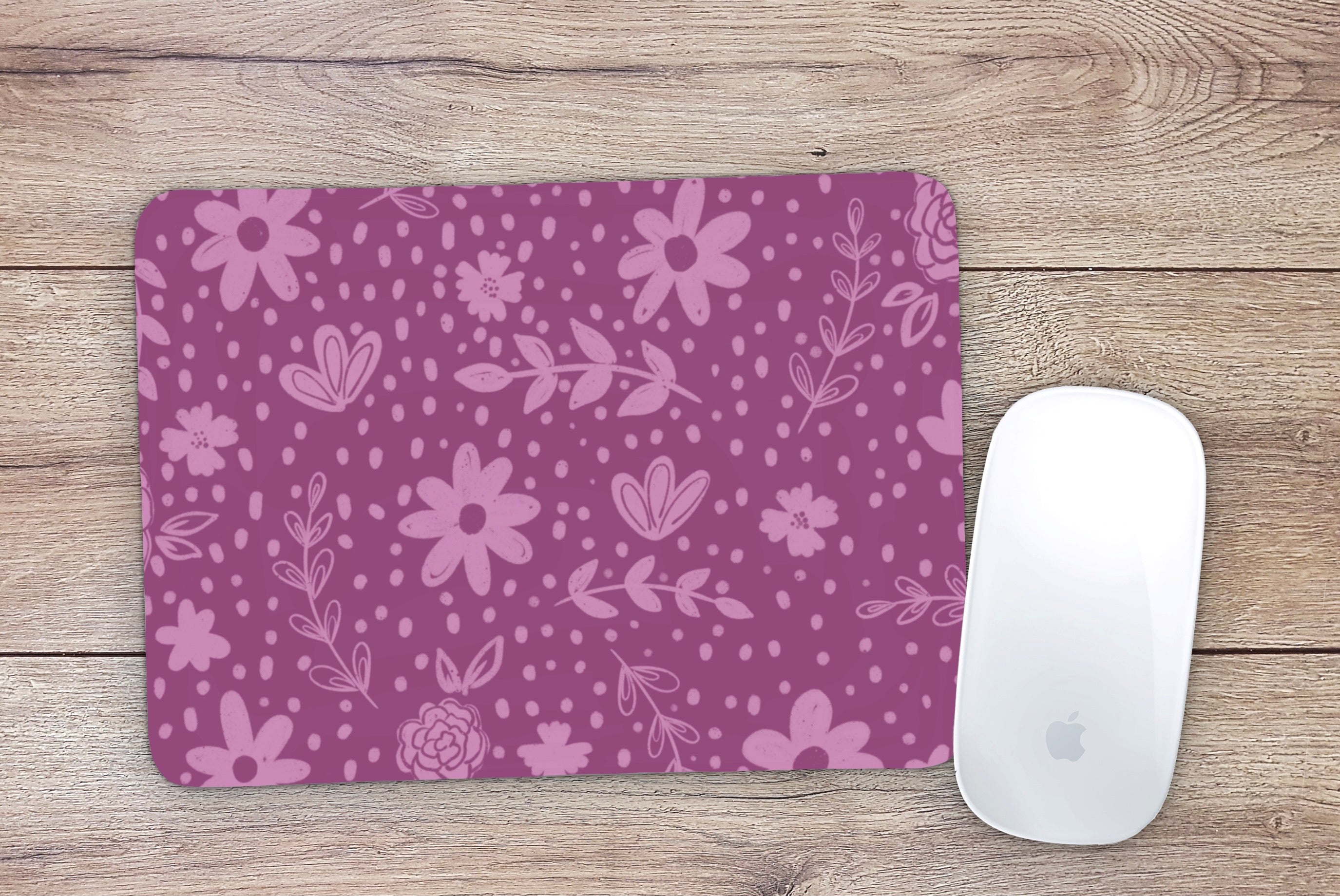 Allleftout Purple Sketch Floral Mouse Pad