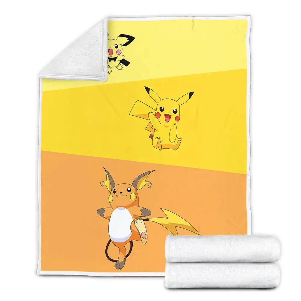 Pok?mon Pikachu Evolutions Fleece Blanket Gift For Birthday Halloween Christmas Thanksgiving