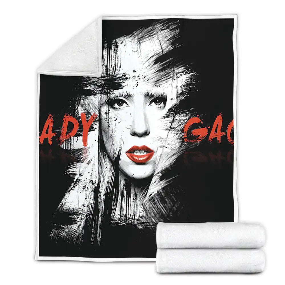 Lady Gaga In Black And White Fleece Blanket Gift For Birthday Halloween Christmas Thanksgiving