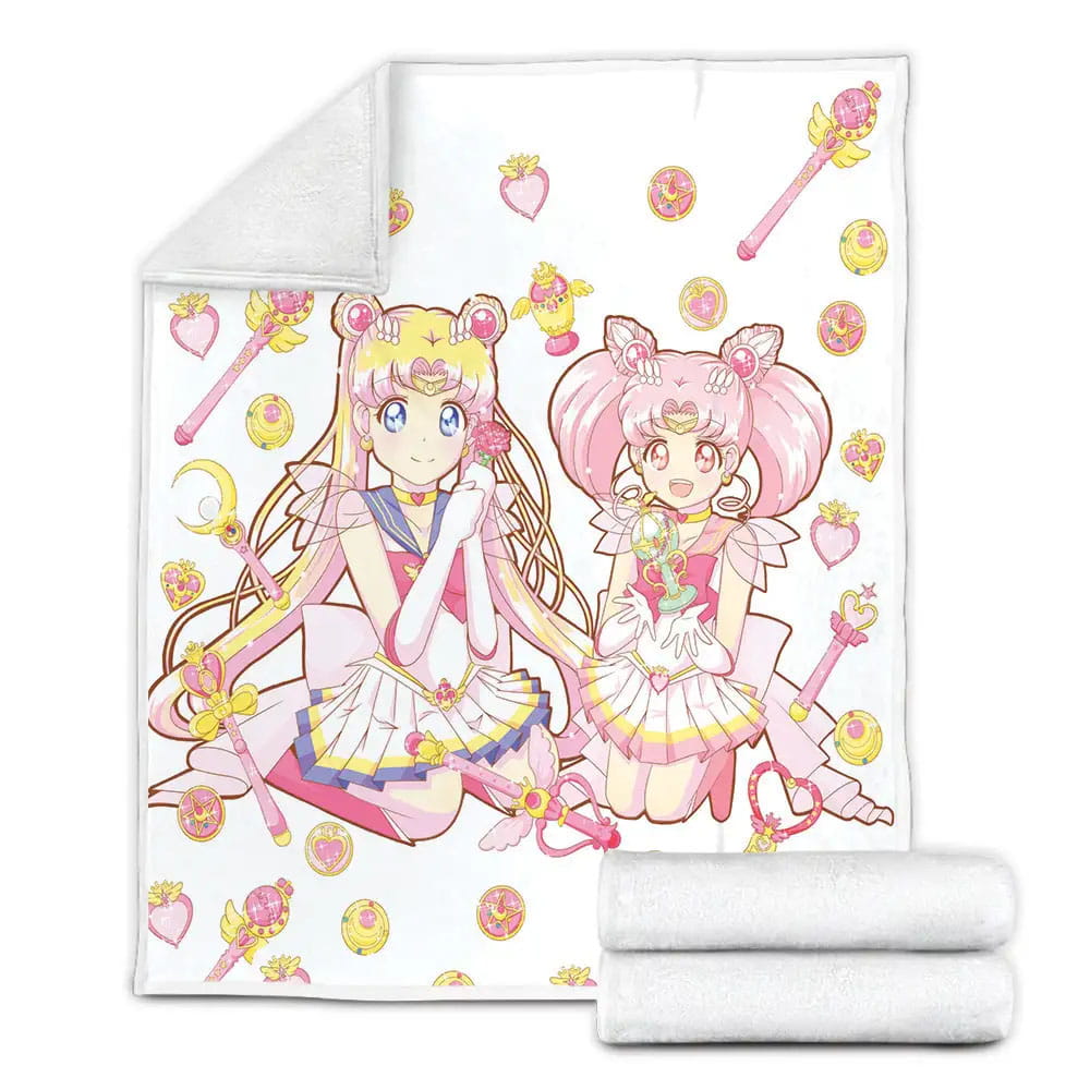 Sailor Moon Usagi Tsukino And Sailor Chibi Moon Fleece Blanket Gift For Wife Husband Besties