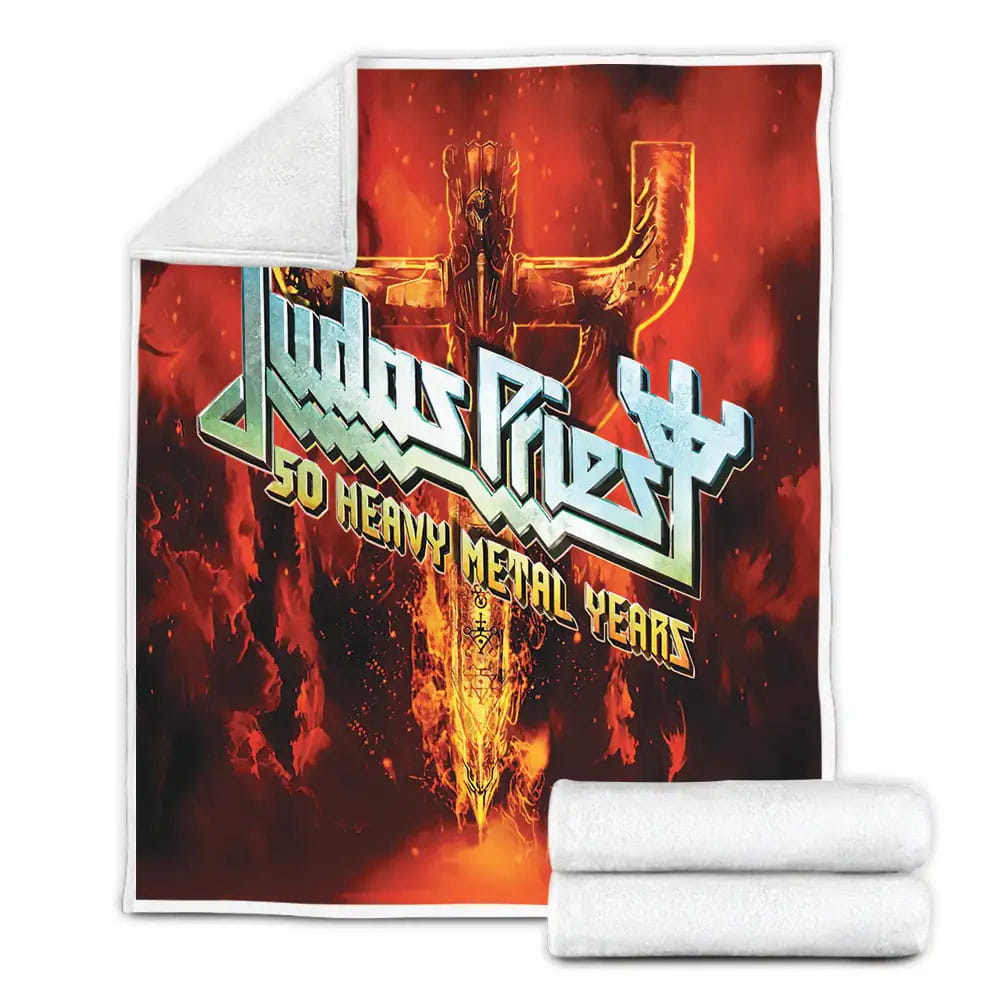 Judas Priest 50 Heavy Metal Years Fleece Blanket Gift For Christmas Thanksgiving Halloween