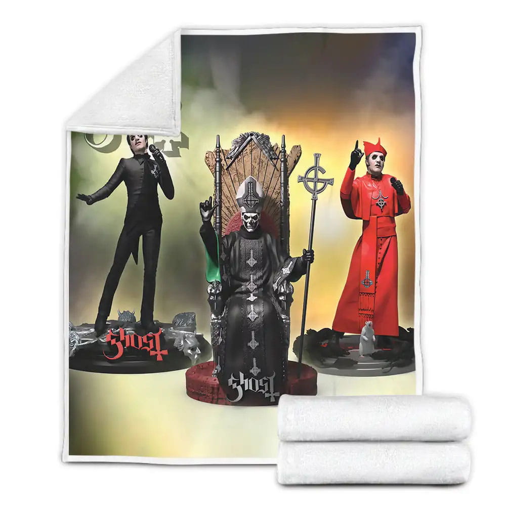 Ghost Music Band And Chair Fleece Blanket Gift For Birthday Halloween Christmas Thanksgiving