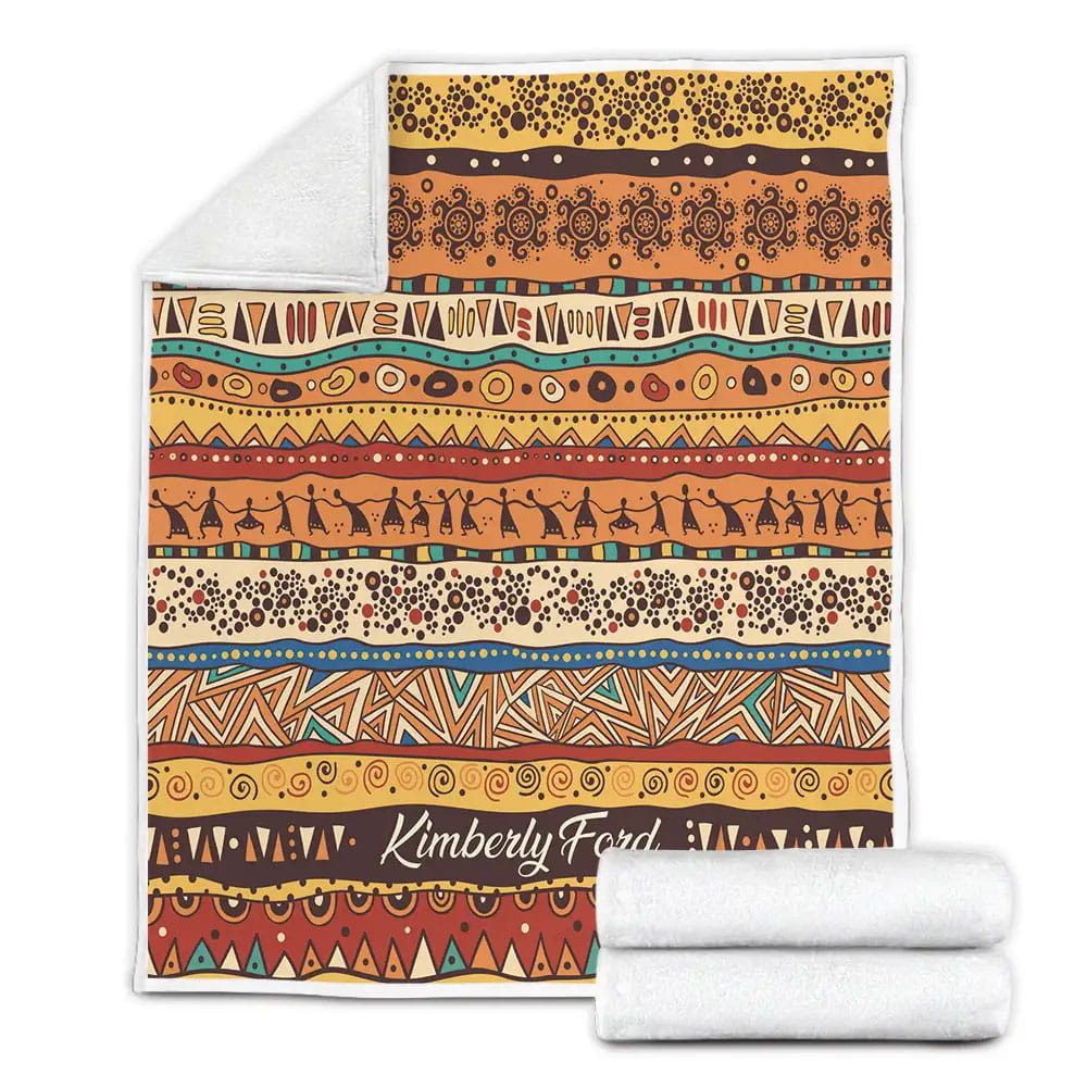 Ethnic Boho African Dancing Pattern Petmytshirt Fleece Blanket Gift For Wife Husband Besties