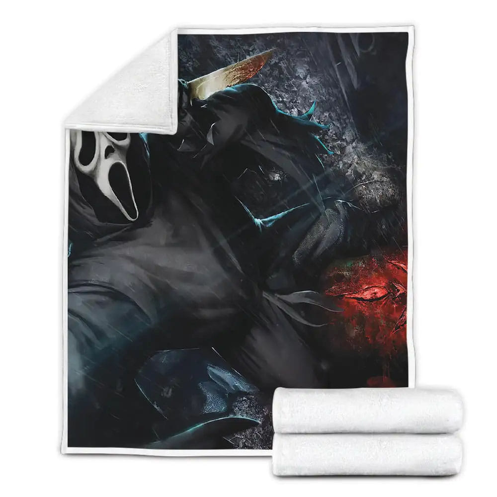 Ghostface Taking A Selfies Fleece Blanket Gift For Birthday Halloween Christmas Thanksgiving