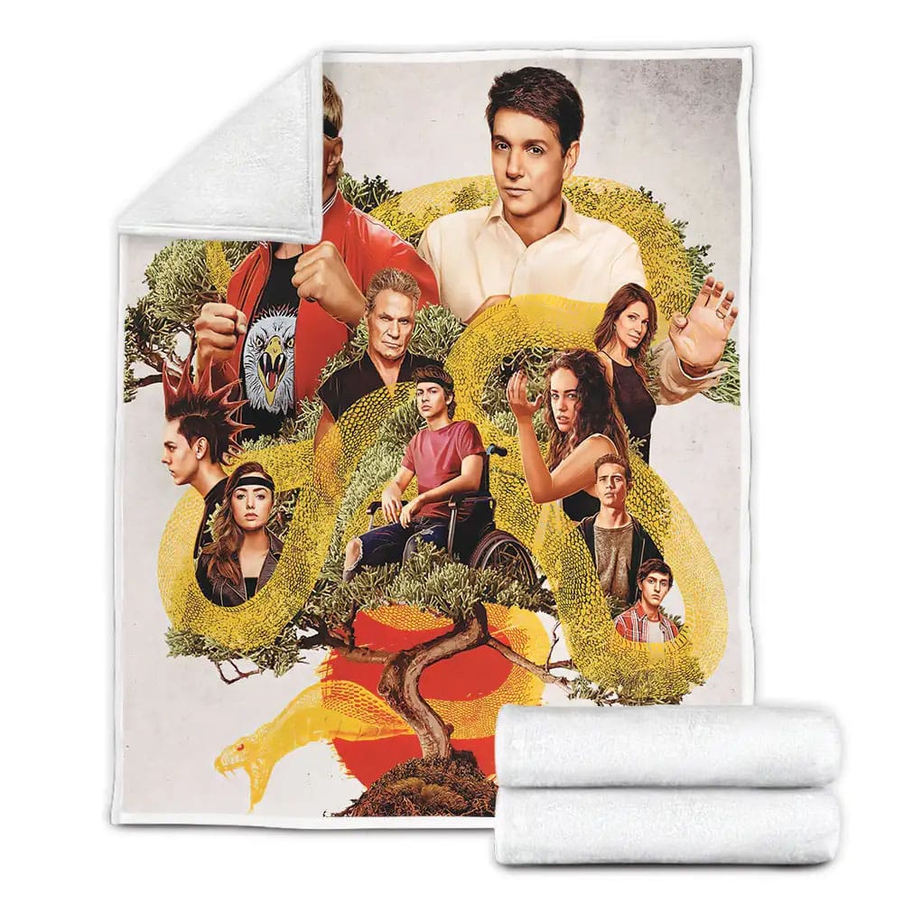 Cobra Kai Movie Poster Art Fleece Blanket Gift For Birthday Halloween Christmas Thanksgiving