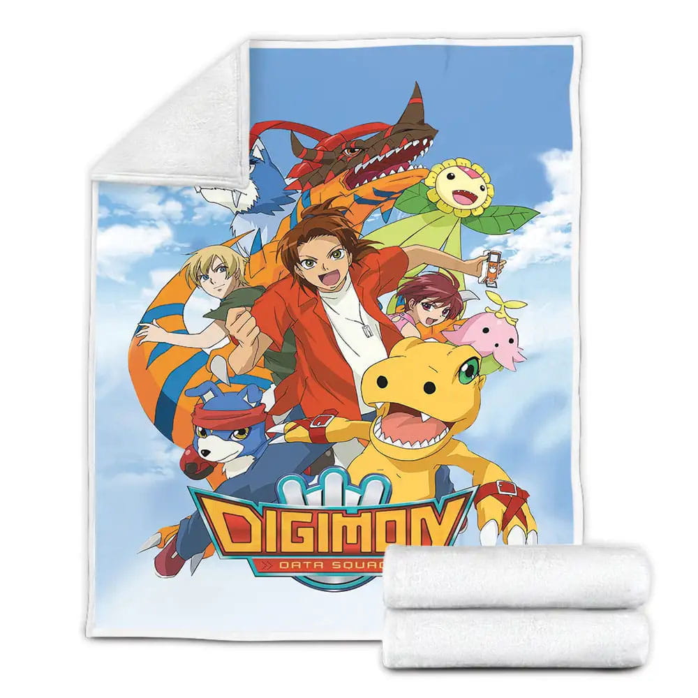 Digimon Data Squad Artwork Fleece Blanket Gift For Birthday Halloween Christmas Thanksgiving