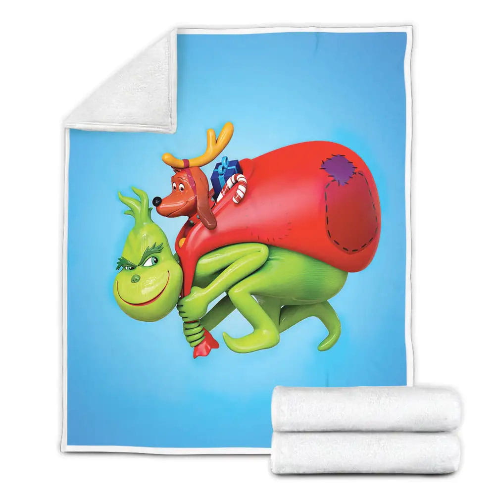 Grinchs Christmas Presents Theft Fleece Blanket Gift For Christmas Thanksgiving Halloween