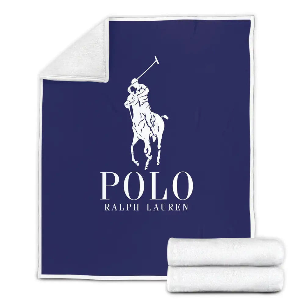 Ralph Lauren Polo Blue Logo Custom Fleece Blanket Gift For Christmas Thanksgiving Halloween