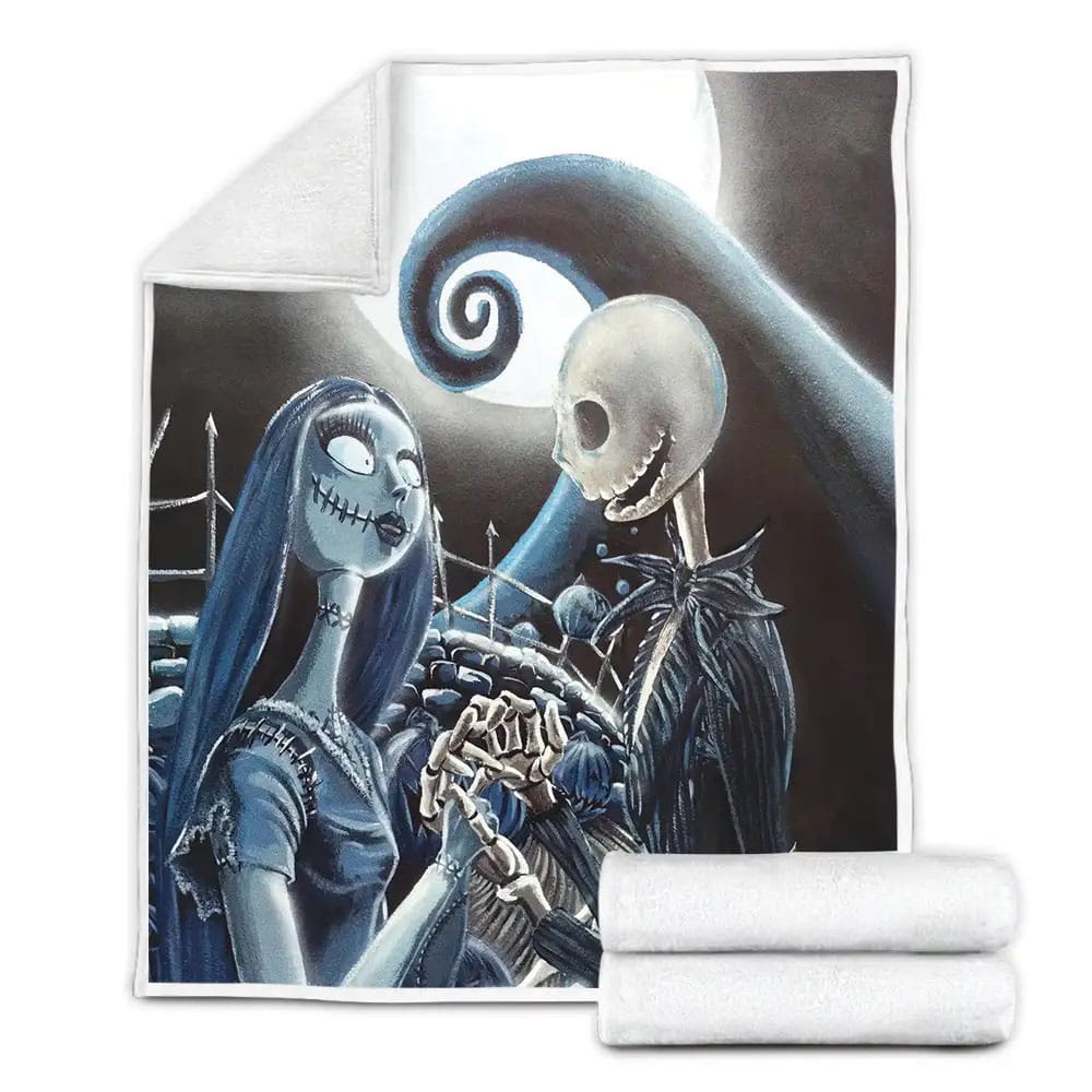 Nightmare Before Christmas Jack And Sally Moonlight Fleece Blanket Gift For Wife Husband Besties