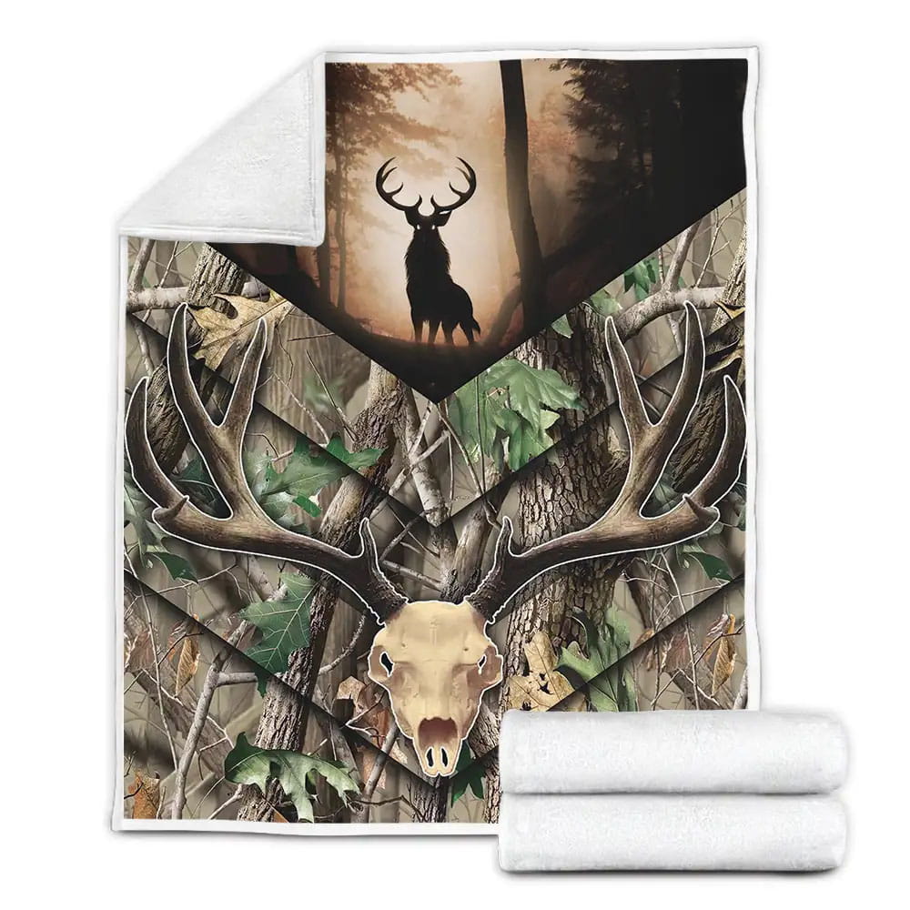 Real Tree Camo Deer Hunting Fleece Blanket Gift For Birthday Halloween Christmas Thanksgiving