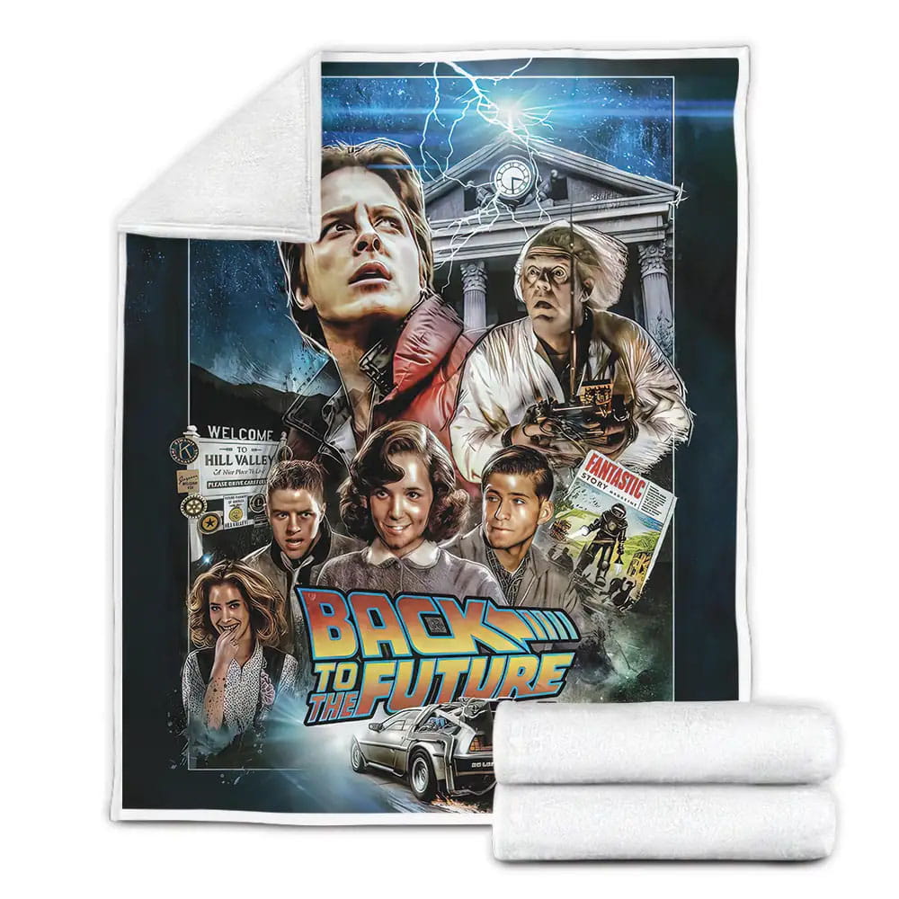 Back To The Future All Characters In Film Poster Fleece Blanket Gift For Wife Husband Besties