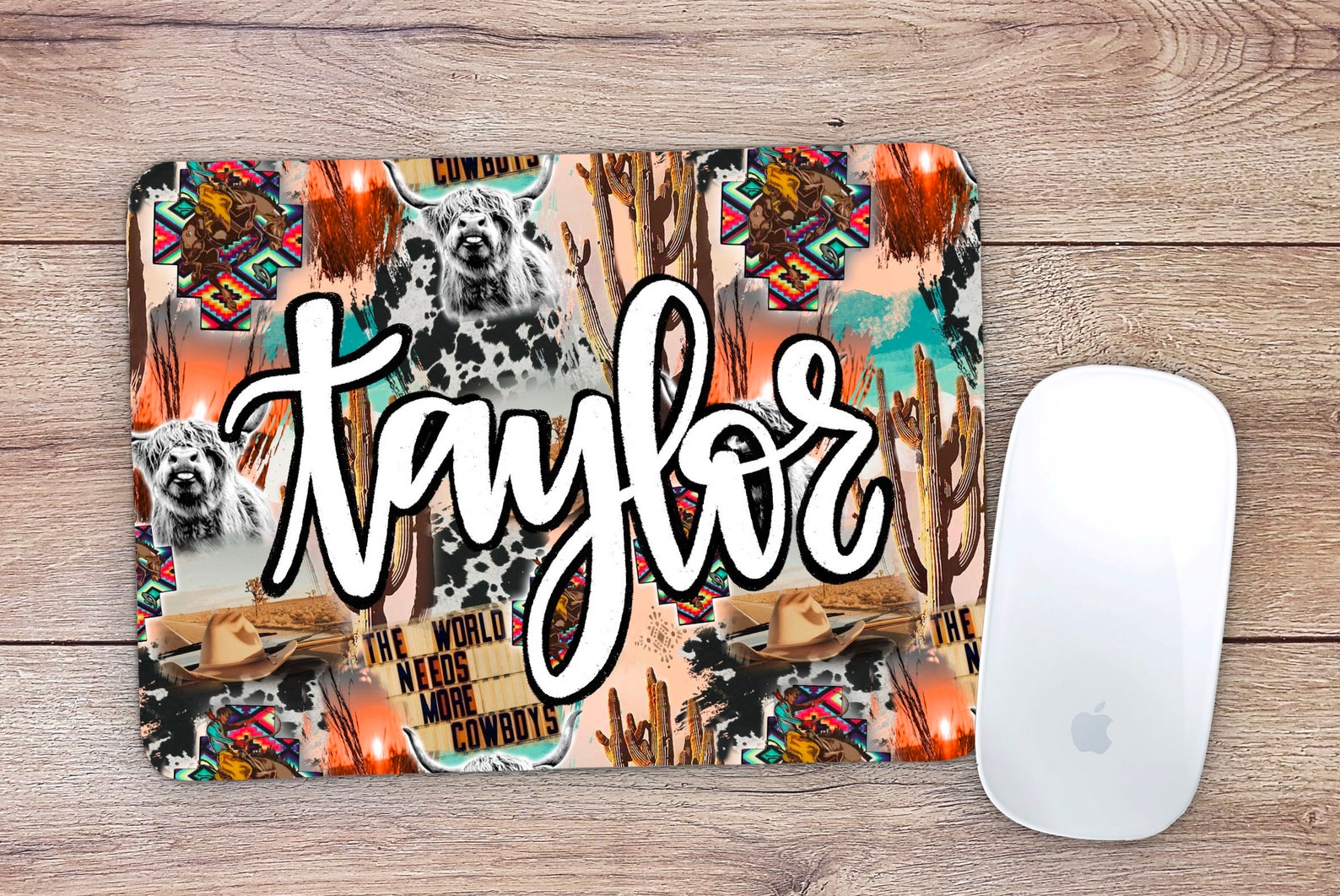 Allleftout Custom Cowboy Vibes Collage Mouse Pad