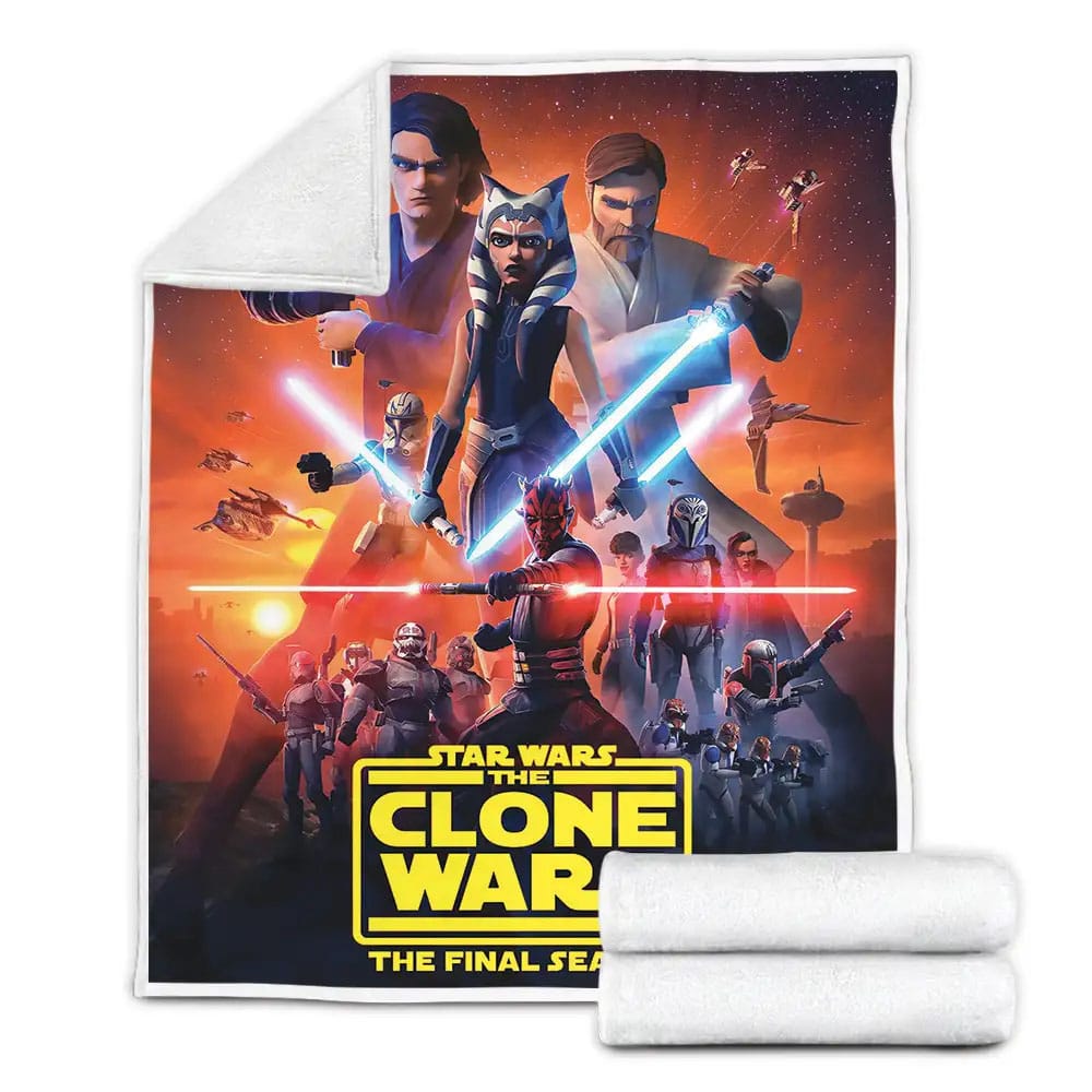 Star Wars The Clone Wars 2008-2020 Movie Poster Fleece Blanket Gift For Wife Husband Besties