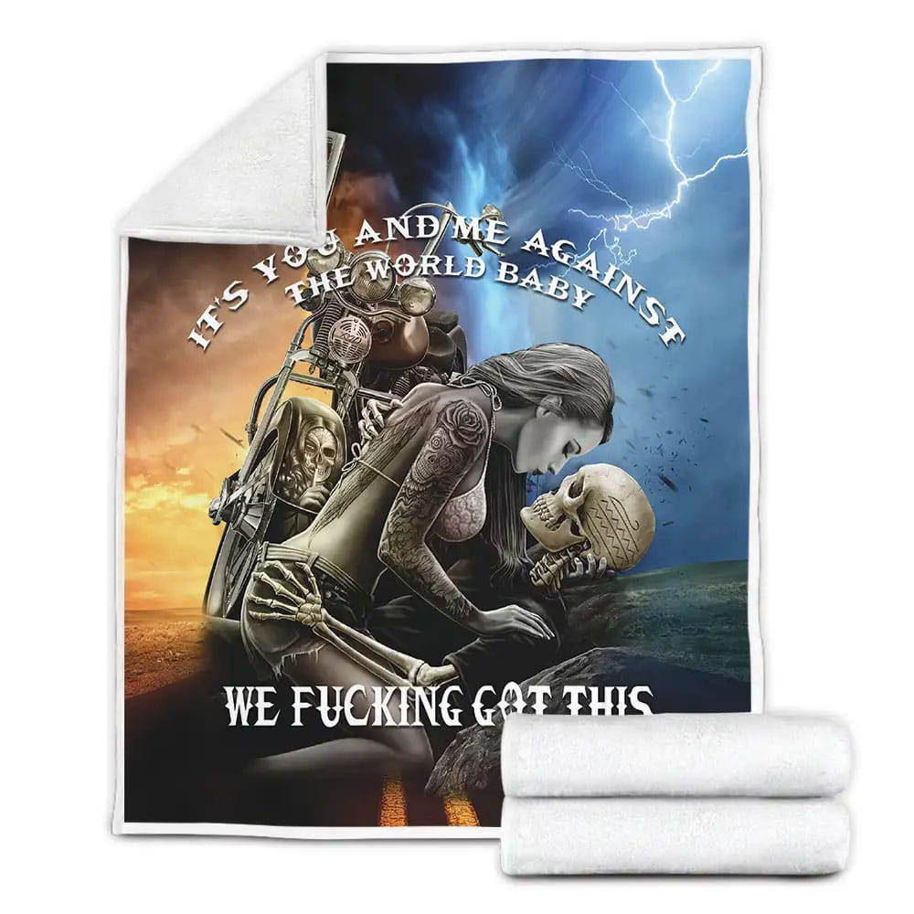 Skull Couple Love Husband And Wife Fleece Blanket Gift For Christmas Thanksgiving Halloween