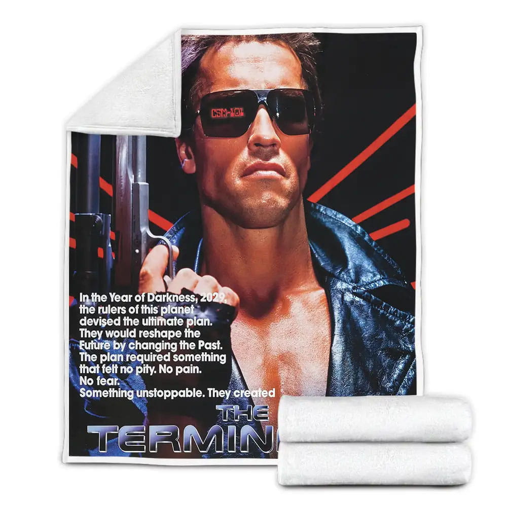 The Terminator Movie Poster Fleece Blanket Gift For Birthday Halloween Christmas Thanksgiving