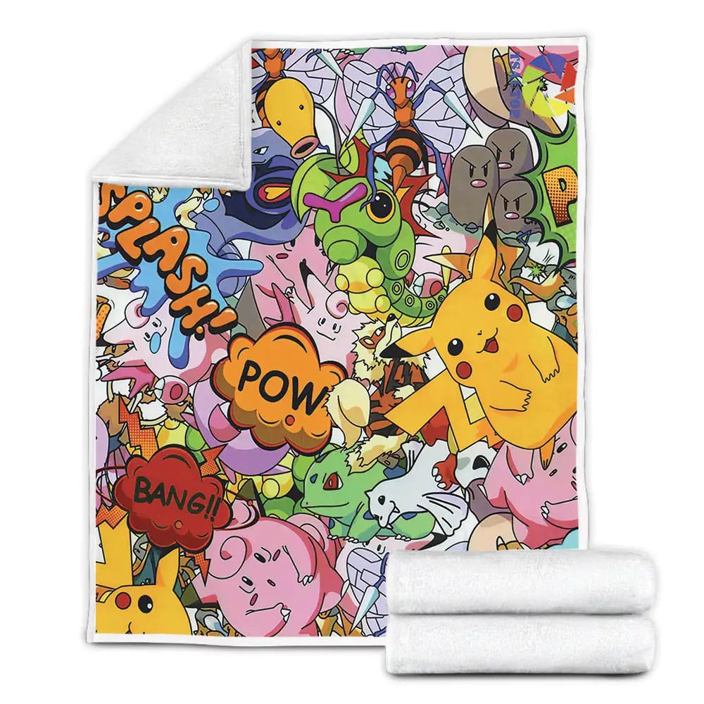Pokemon Pikachu And Gen 1 Pokemon Fleece Blanket Gift For Christmas Thanksgiving Halloween