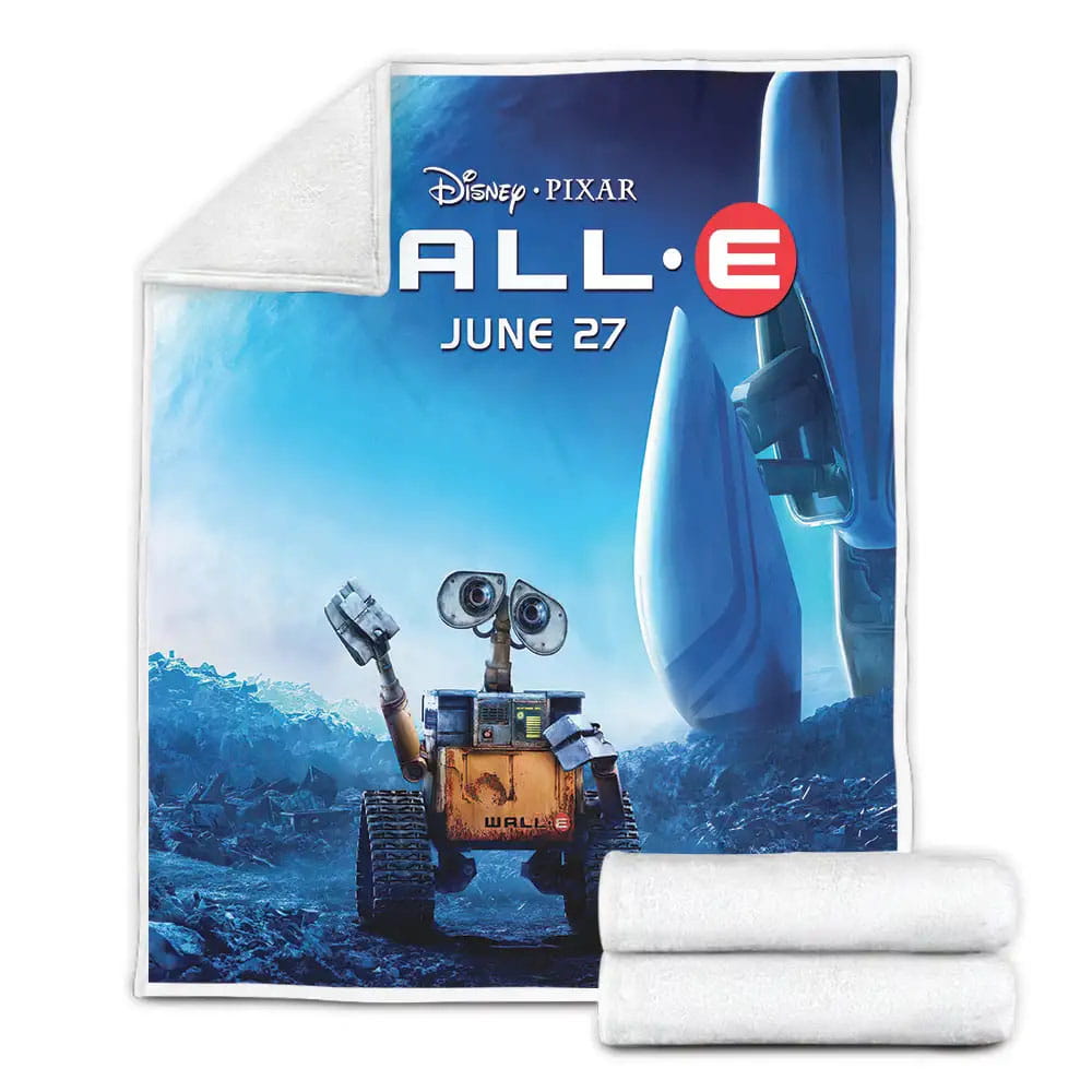 Walle Movie Blue Background Poster Fleece Blanket Gift For Christmas Thanksgiving Halloween