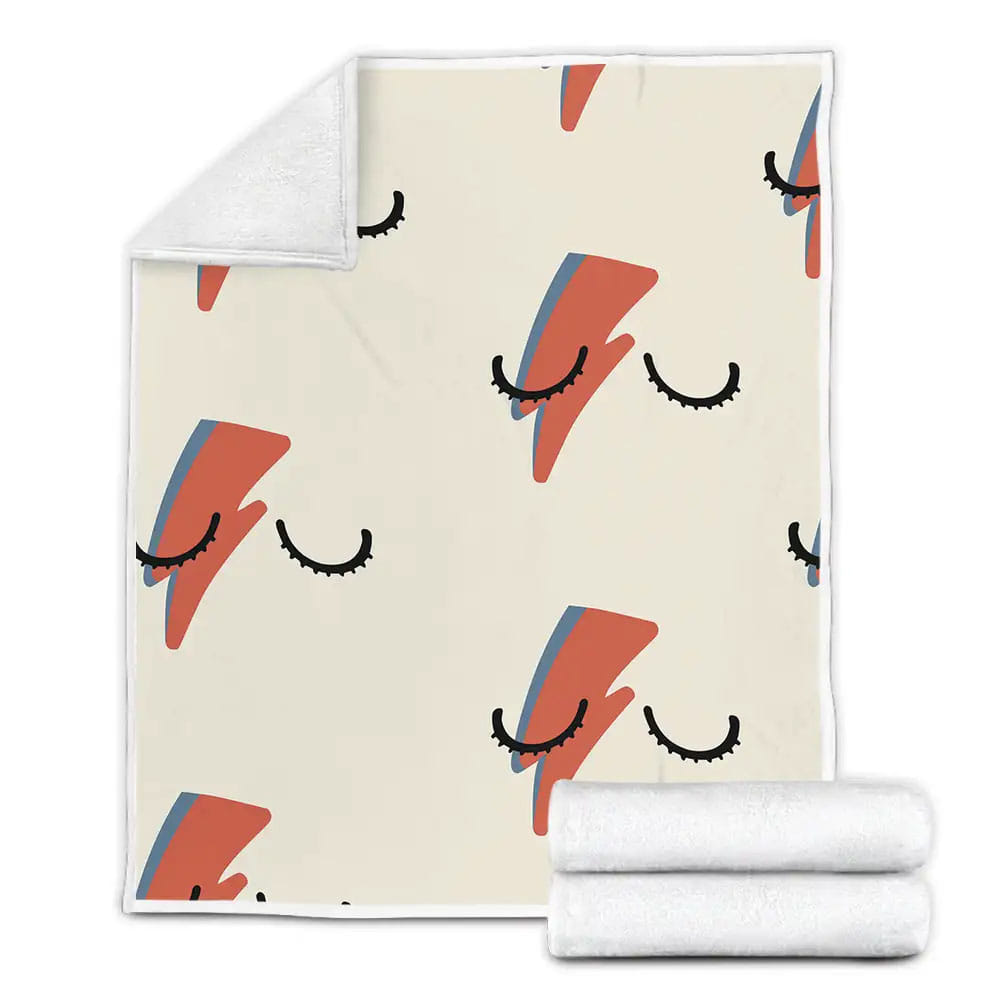 David Bowie Lightning Bolt Pattern Fleece Blanket Gift For Christmas Thanksgiving Halloween