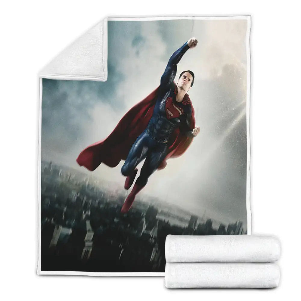 Man Of Steel Movie Superman Fleece Blanket Gift For Birthday Halloween Christmas Thanksgiving