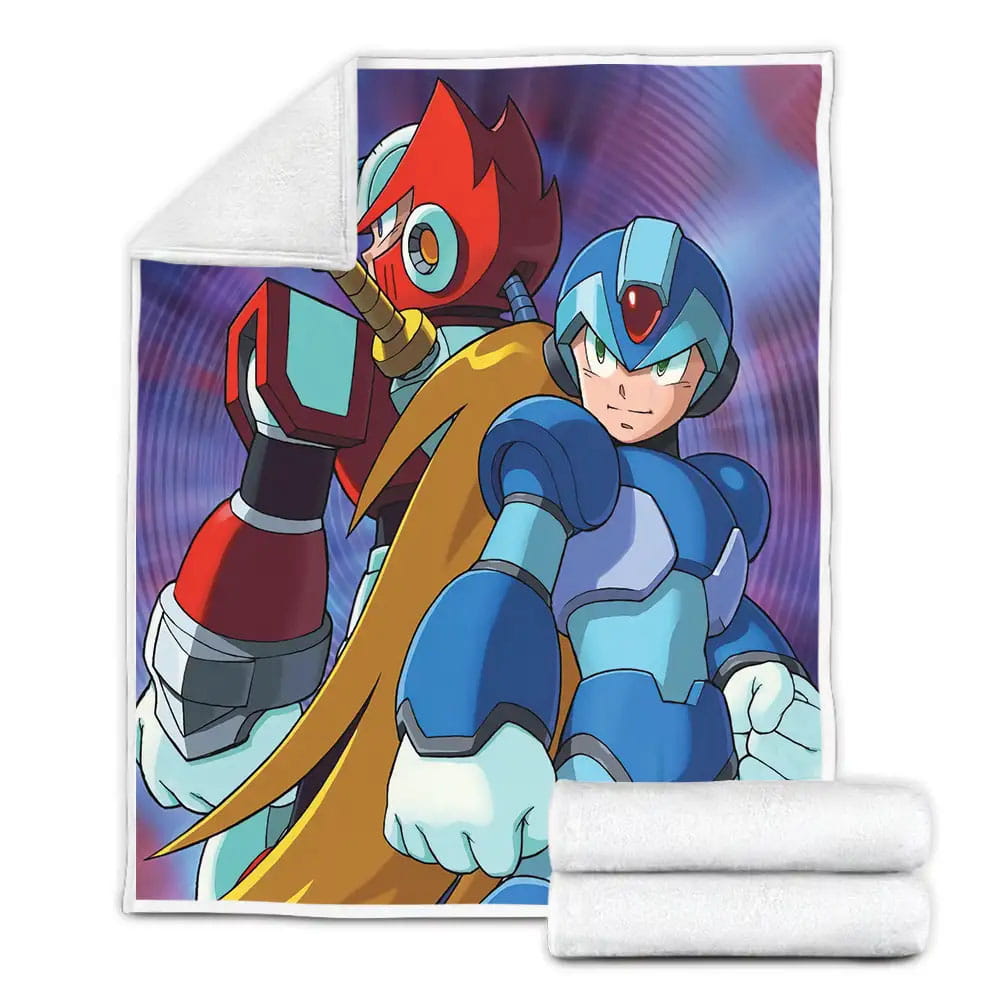 Mega Man Zero In Back On Back Pose Fleece Blanket Gift For Christmas Thanksgiving Halloween