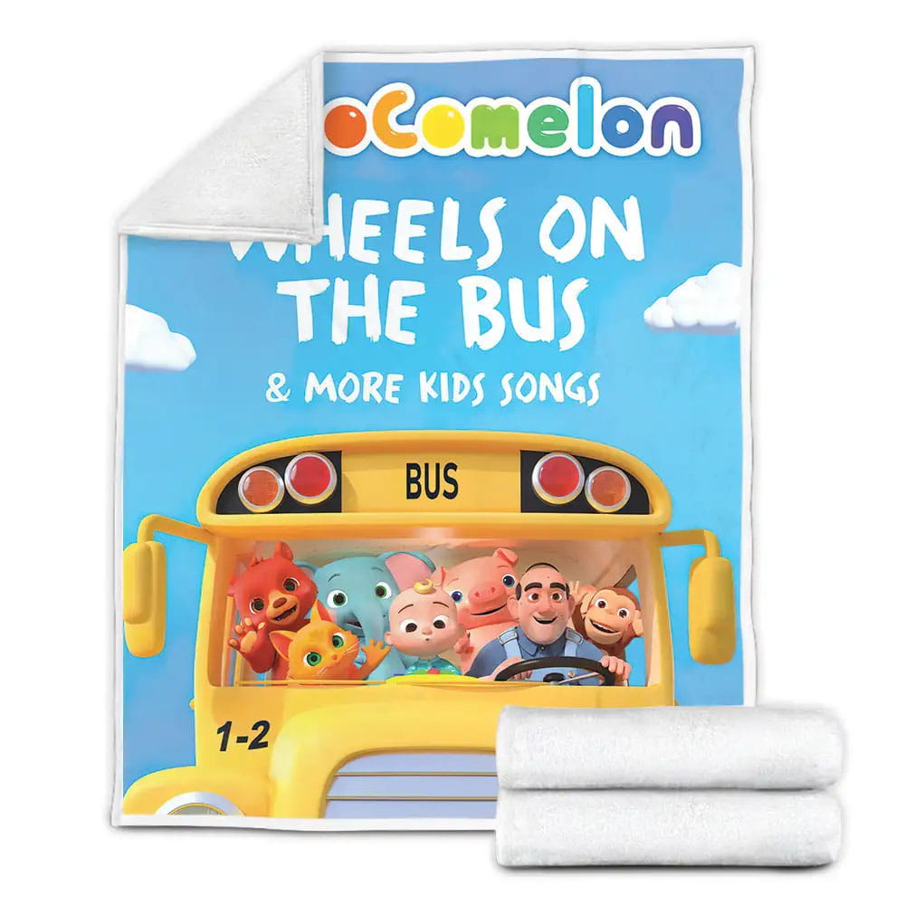 Cocomelon Wheels On The Bus Fleece Blanket Gift For Birthday Halloween Christmas Thanksgiving