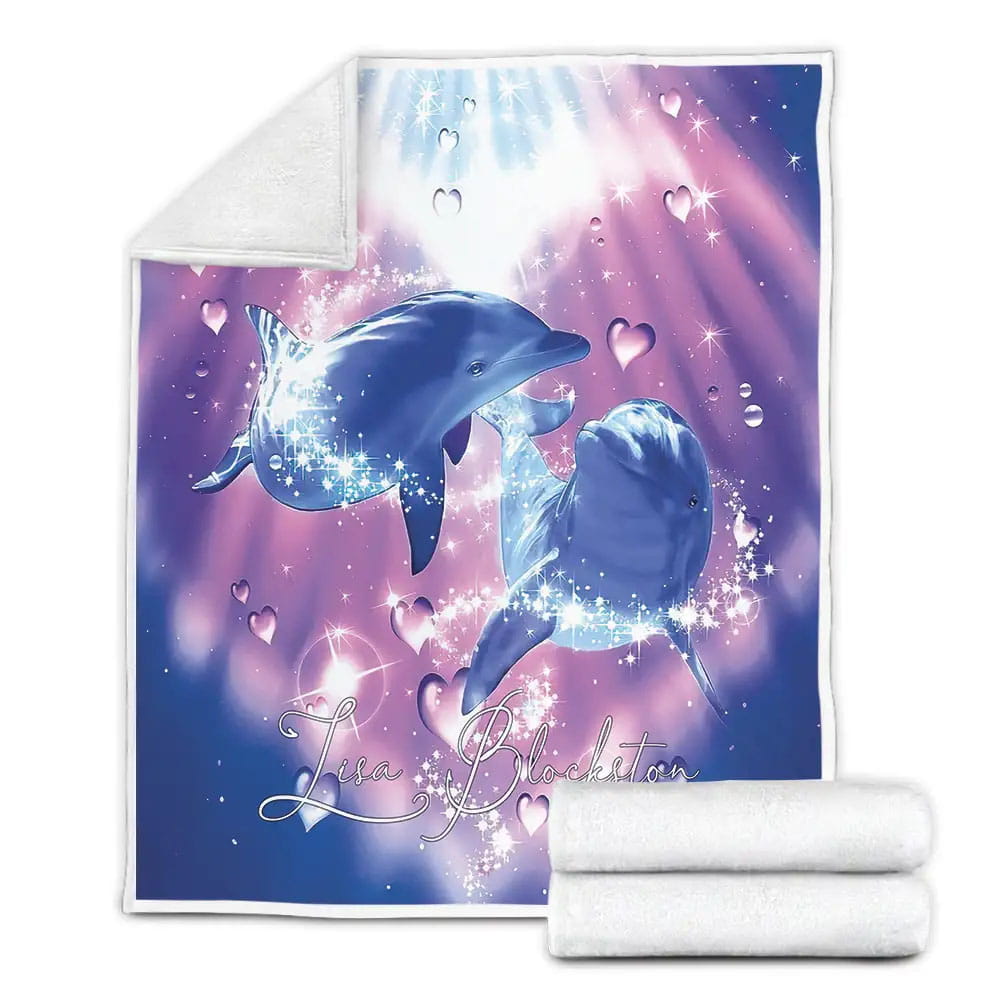 Couple Dolphin Loving Petmytshirt Fleece Blanket Gift For Christmas Thanksgiving Halloween