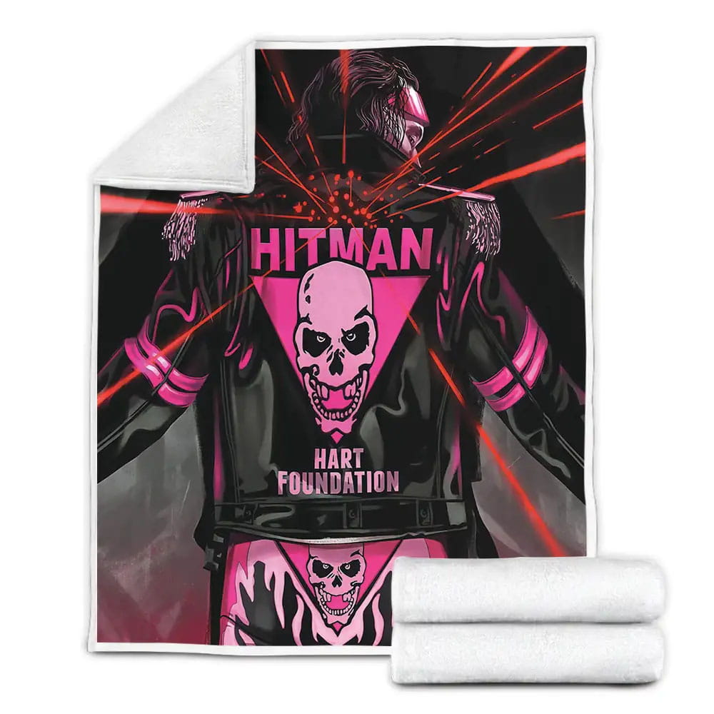 Bret The Hitman Hart Wearing Hart Foundation Leather Jacket Fleece Blanket Perfect 