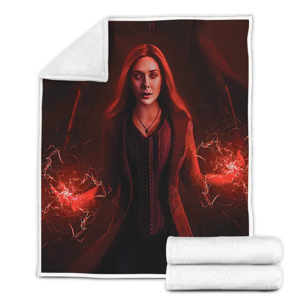 Wandavision Scarlet Witch Red Power Fleece Blanket Gift For Christmas Thanksgiving Halloween