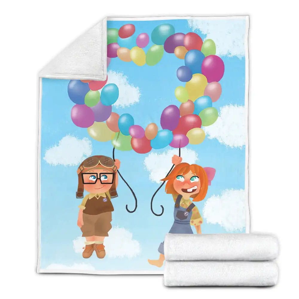 Up Carl And Ellie Kids And Balloons Fleece Blanket Gift For Christmas Thanksgiving Halloween