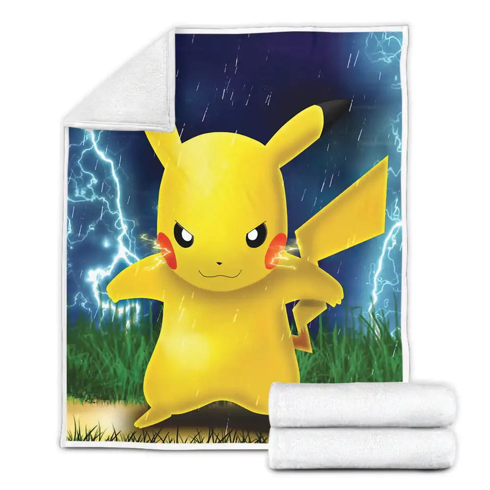 Pokemon Pikachu On The Rainy Night Fleece Blanket Gift For Christmas Thanksgiving Halloween