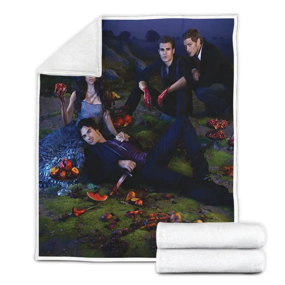 The Vampire Diaries 2009-2017 Party Movie Poster Fleece Blanket Gift For Wife Husband Besties