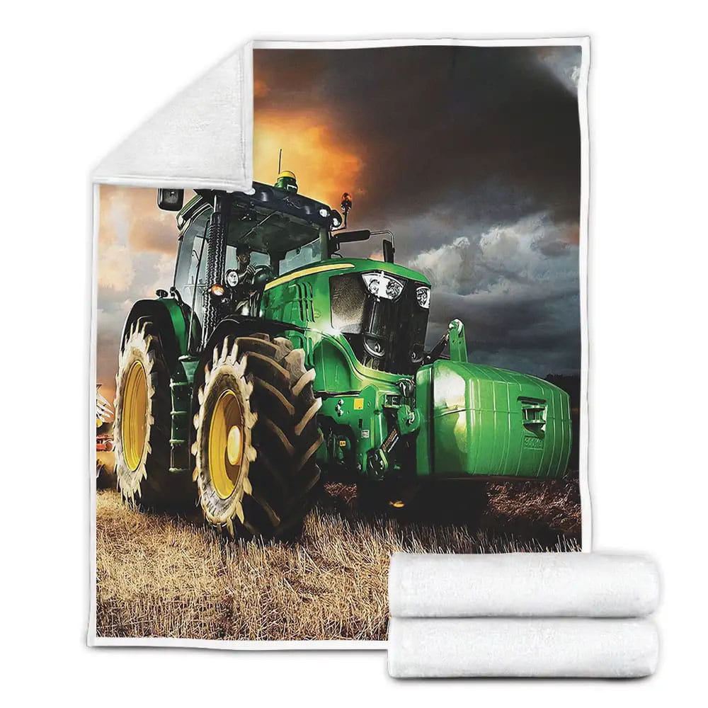 Petmytshirt Tractor On Farm Fleece Blanket Gift For Birthday Halloween Christmas Thanksgiving