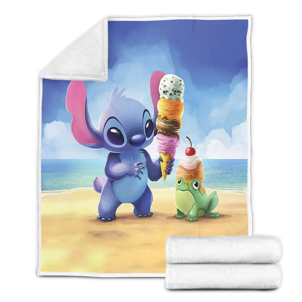 Lilo And Stitch Stitchs Ice Cream Fleece Blanket Gift For Christmas Thanksgiving Halloween