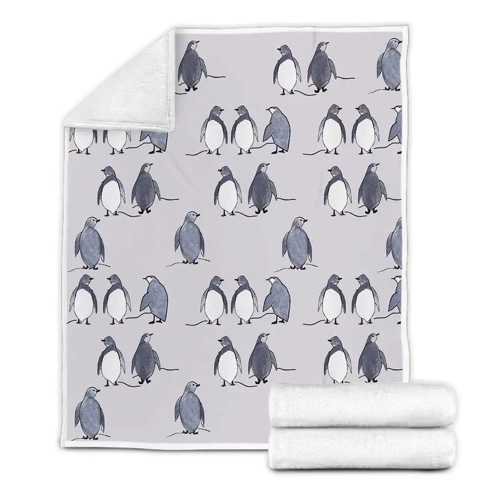Penguin Multiple Cute Tiny Penguins Fleece Blanket Gift For Christmas Thanksgiving Halloween