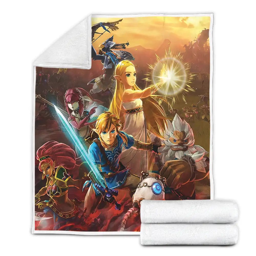 The Legend Of Zelda Link And Friends Protecting Princess Zelda Fleece Blanket Perfect 