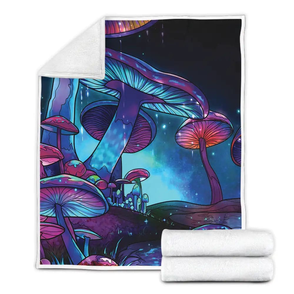 Hippie Mushroom Neon Glowing Fleece Blanket Gift For Birthday Halloween Christmas Thanksgiving