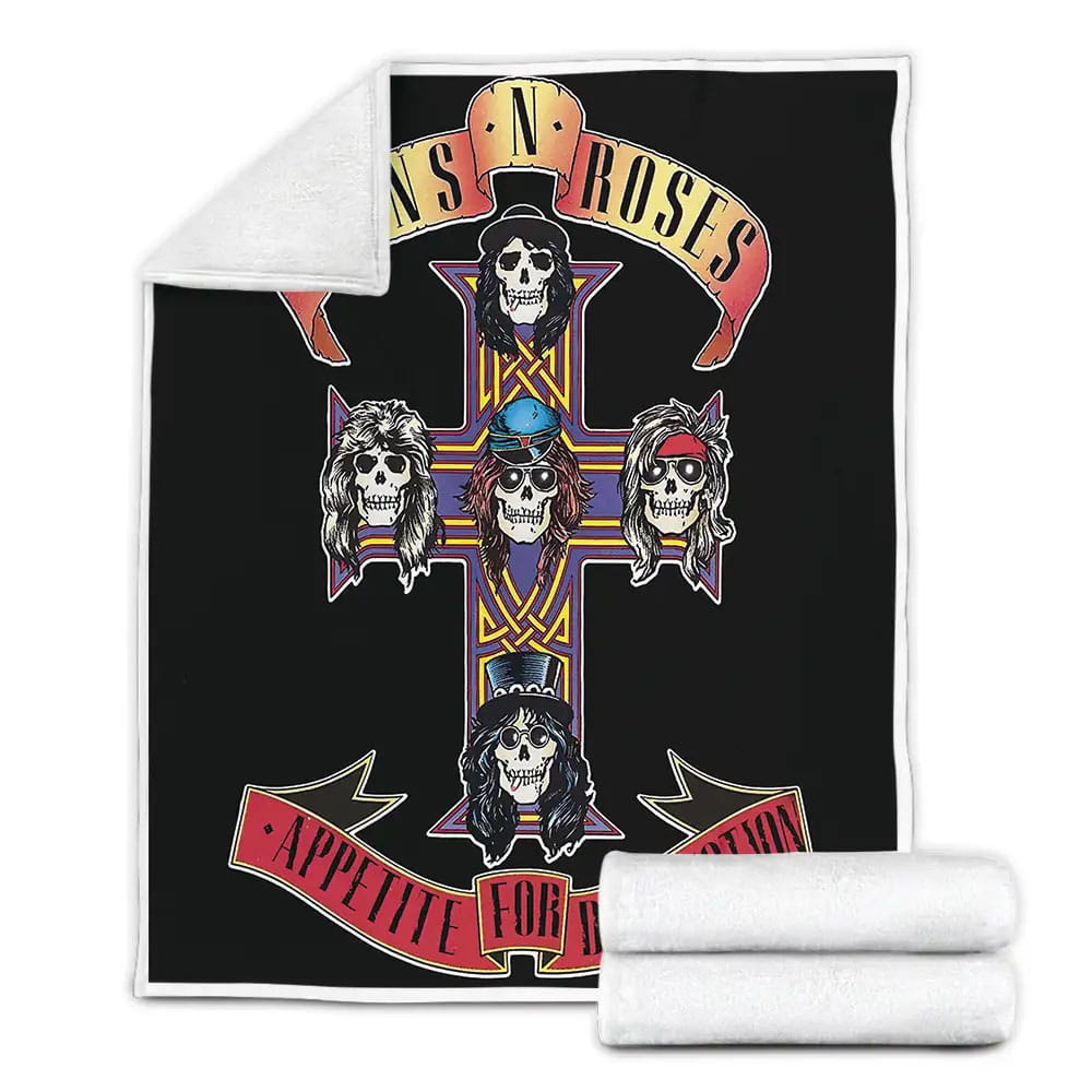 Guns N Roses Appetite For Destruction Album Cover Fleece Blanket Gift For Wife Husband Besties