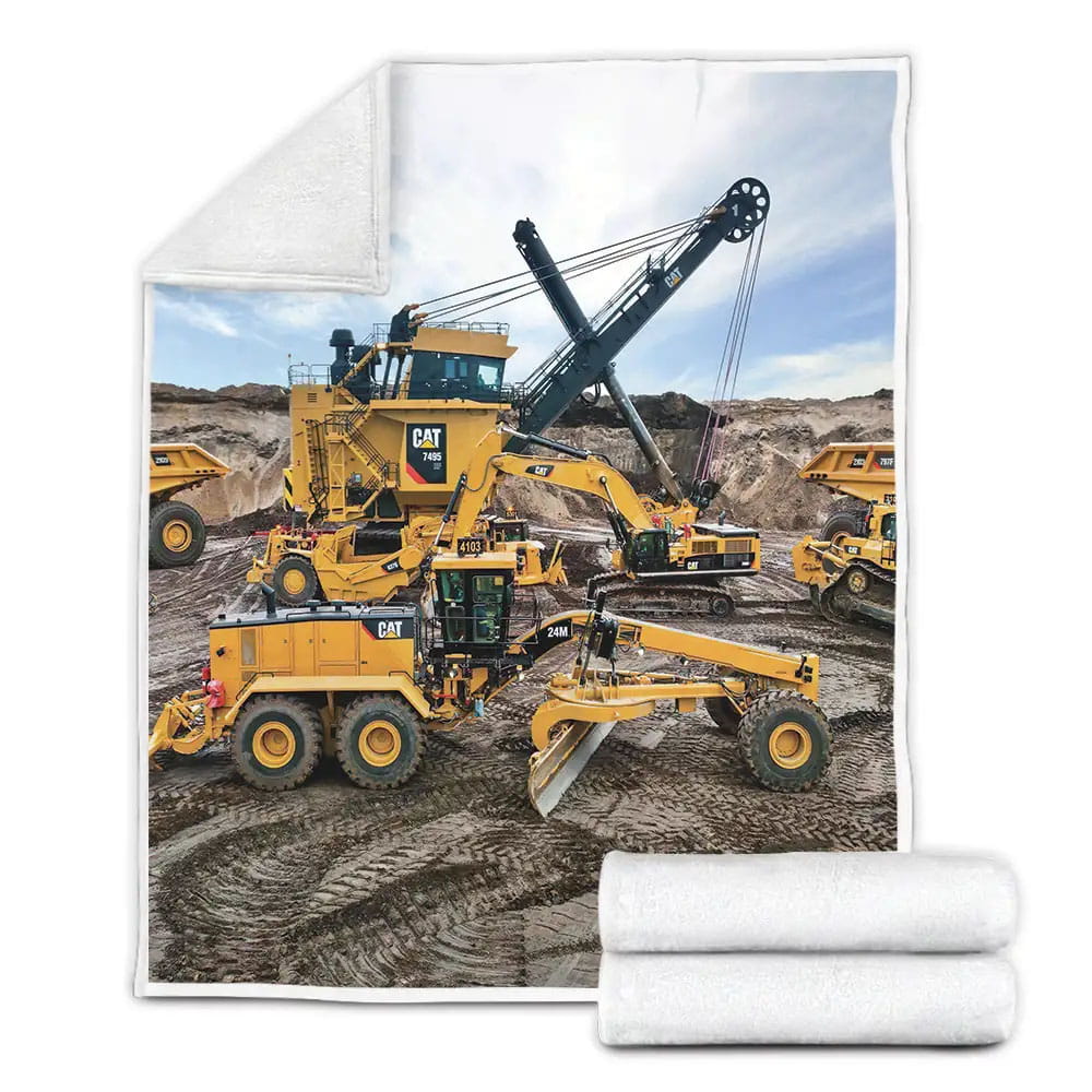 Family Of Heavy Equipment Bulldozer Fleece Blanket Gift For Christmas Thanksgiving Halloween