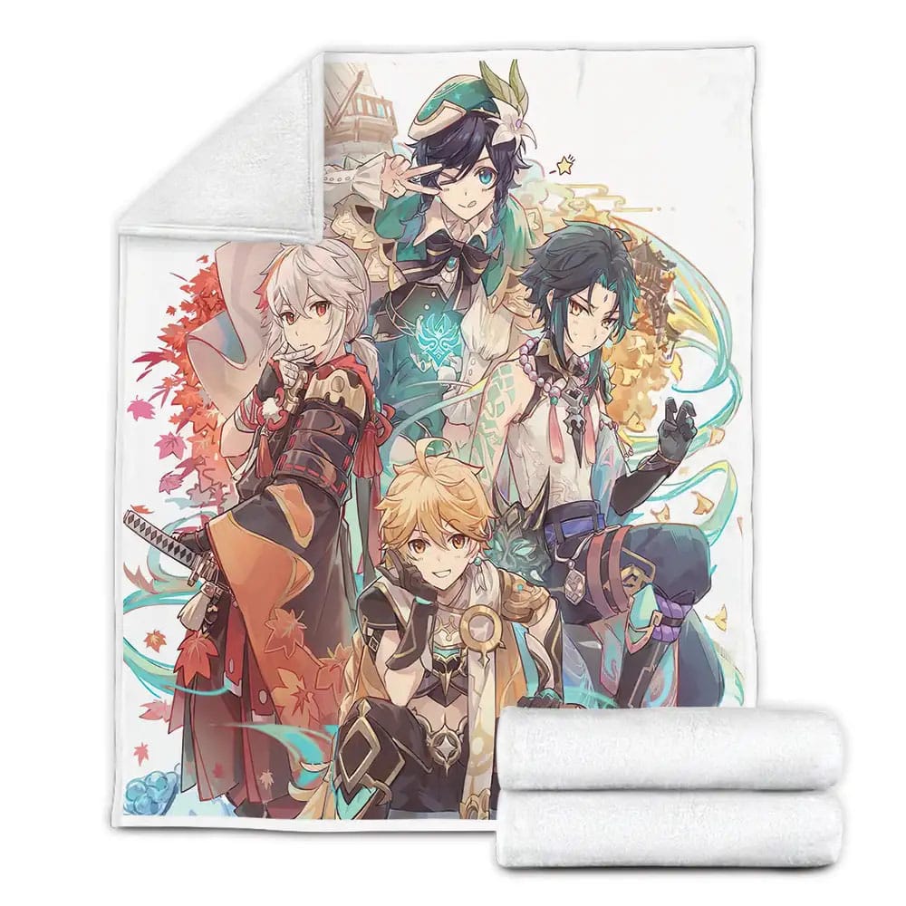 Genshin Impact Venti Aether Xiao And Kaedehara Kazuha Arts Fleece Blanket Perfect 