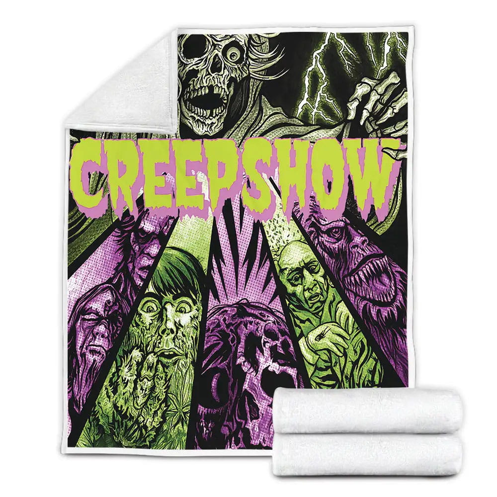 Creepshow Monster Background Fleece Blanket Gift For Birthday Halloween Christmas Thanksgiving