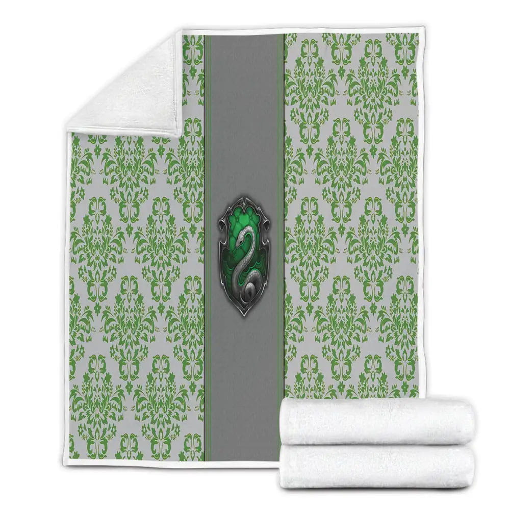 Harry Potter Slytherin Campus Badge Fleece Blanket Gift For Christmas Thanksgiving Halloween