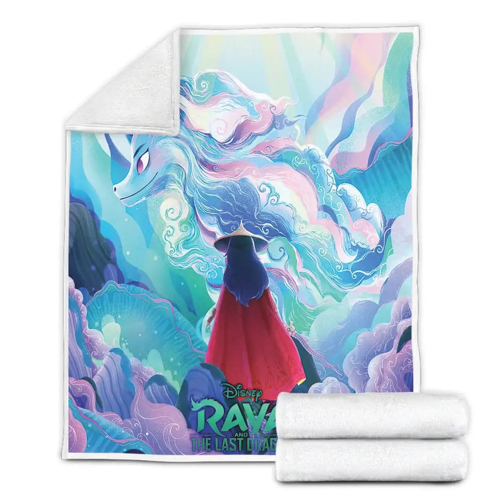 Raya And The Last Dragon 2021 Cloudy Movie Poster Fleece Blanket Gift For Wife Husband Besties