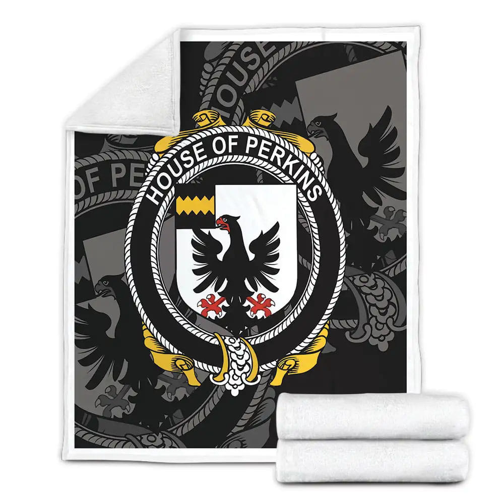 Perkins Family Crest Shamrock Fleece Blanket Gift For Birthday Halloween Christmas Thanksgiving