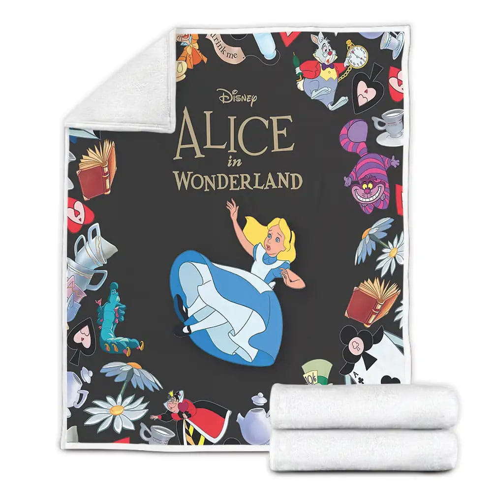 Alice In Wonderland Disney Cartoon Fleece Blanket Gift For Christmas Thanksgiving Halloween