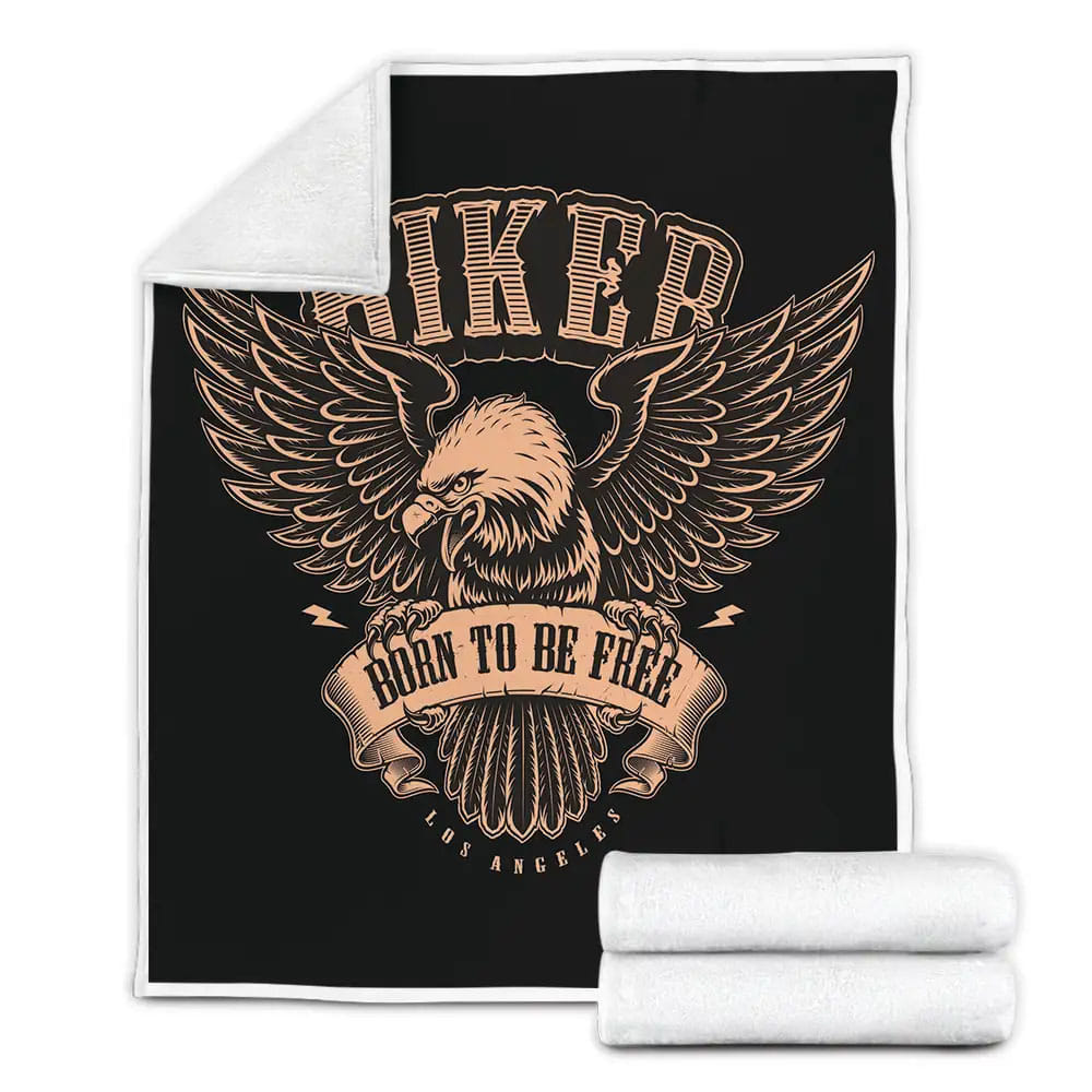 Biker Vintage American Eagle Fleece Blanket Gift For Birthday Halloween Christmas Thanksgiving