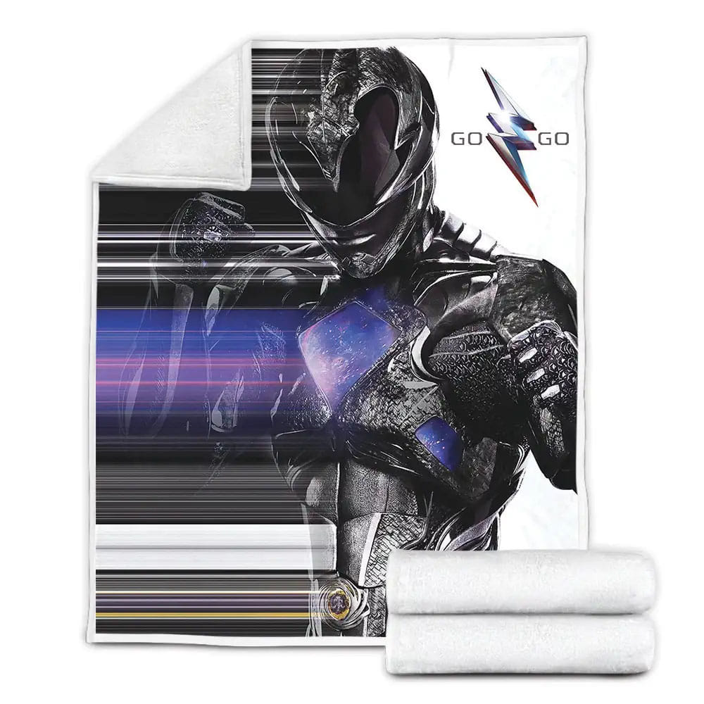 Power Rangers 2017 Movie Black Ranger In Digital Illustration Fleece Blanket Perfect 