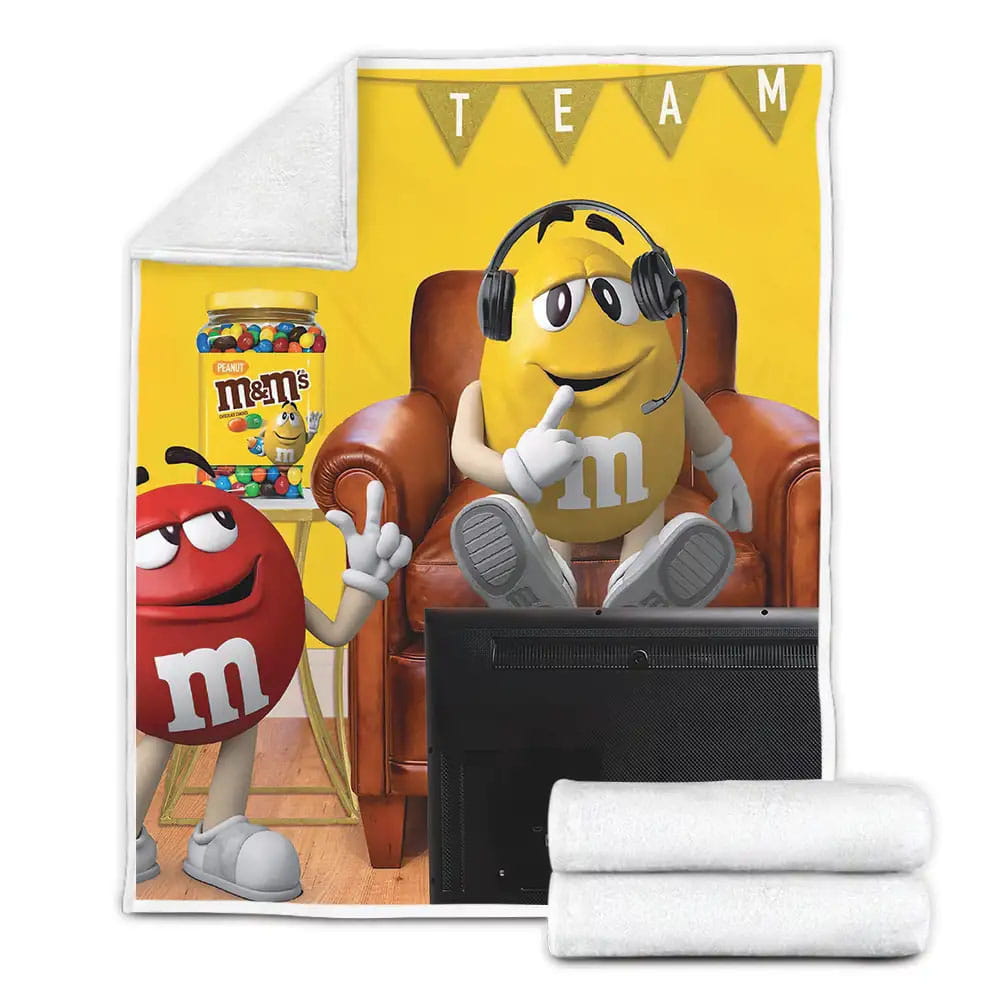 MAndMs Red And Yellow On Super Bowl Day Fleece Blanket Gift For Christmas Thanksgiving Halloween