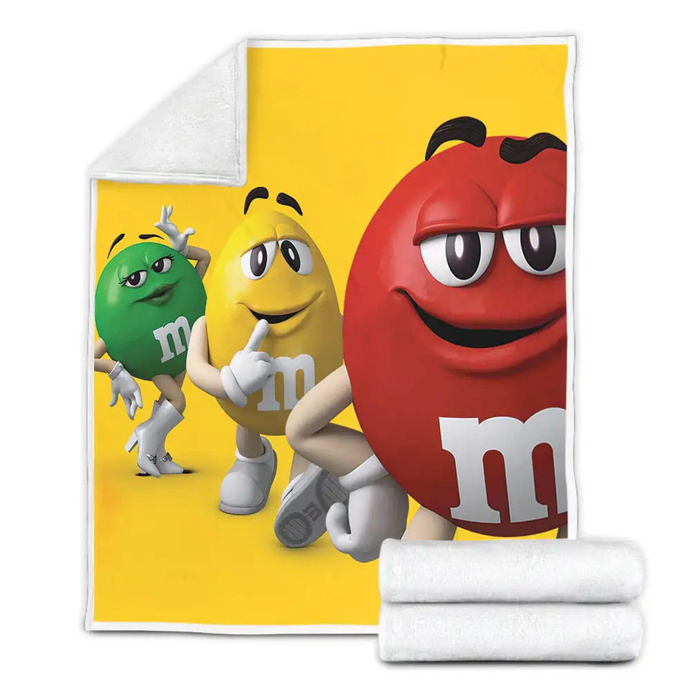 MAndMs Red With Yellow And Green Fleece Blanket Gift For Birthday Halloween Christmas Thanksgiving