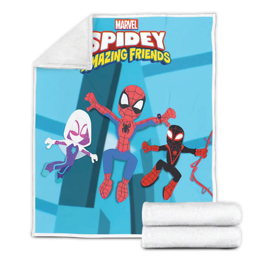 Spidey And His Amazing Friends Digital Illustration Fleece Blanket Gift For Wife Husband Besties