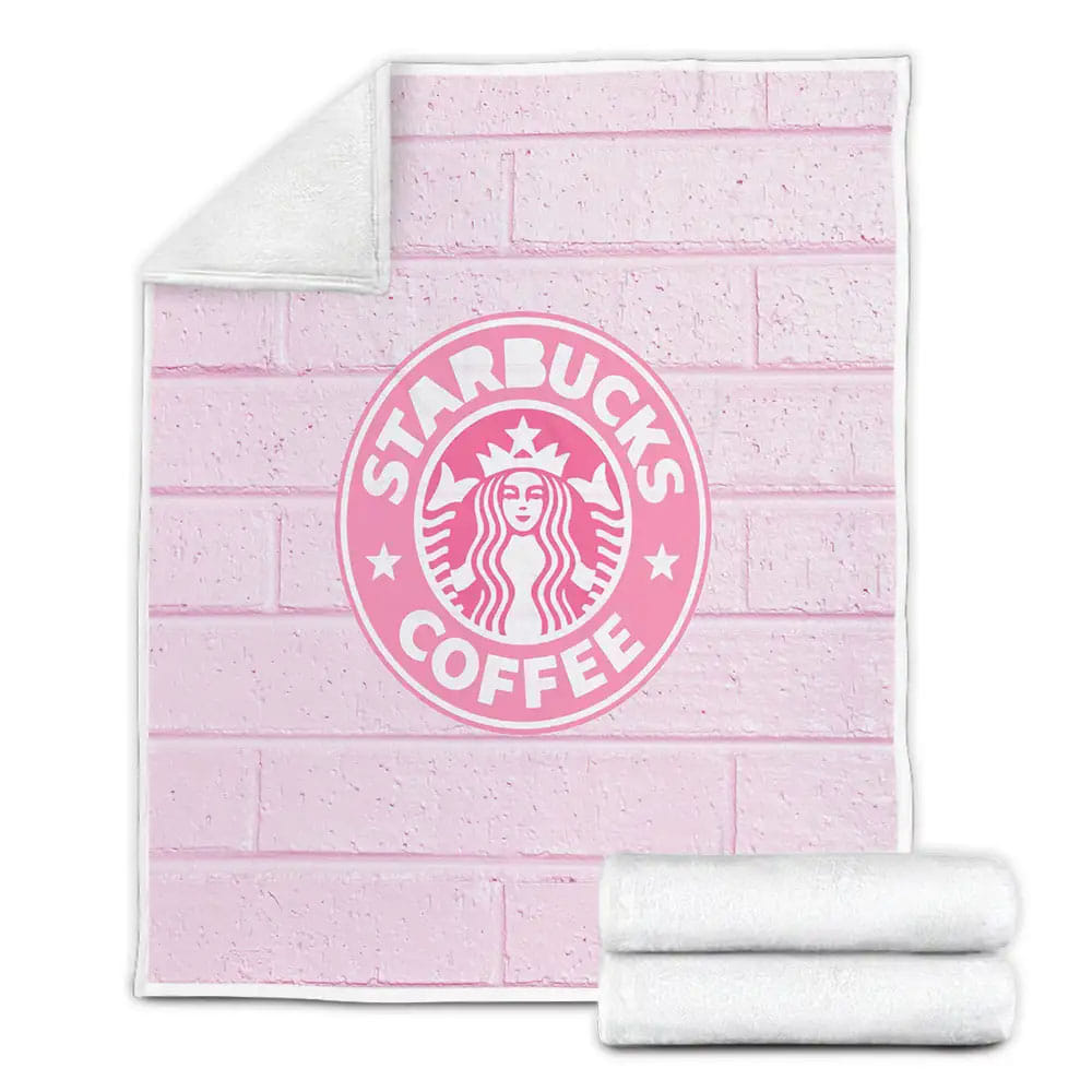 Starbucks Pink Logo On A Wall Fleece Blanket Gift For Birthday Halloween Christmas Thanksgiving